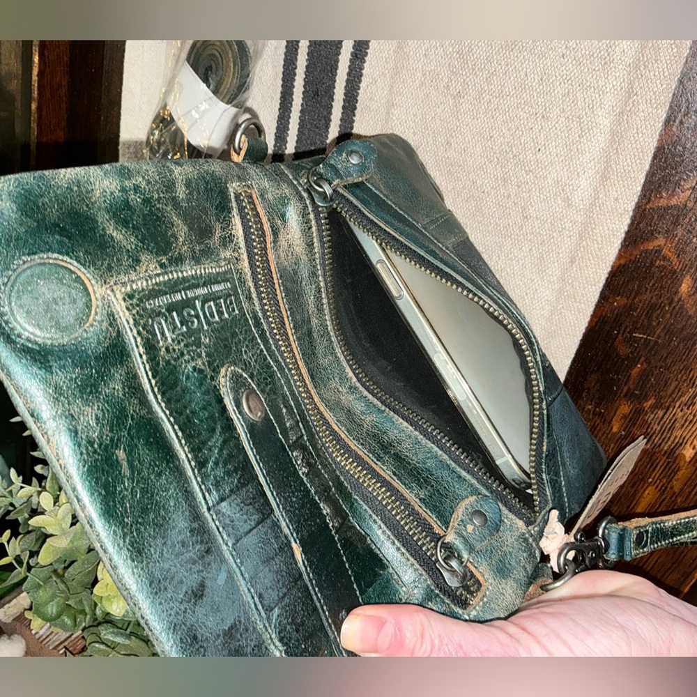 NWT Bed Stu Leather Cadence Wallet Wristlet Crossbody Bag Dark Teal Lux MSRP 175 - Picture 8 of 14